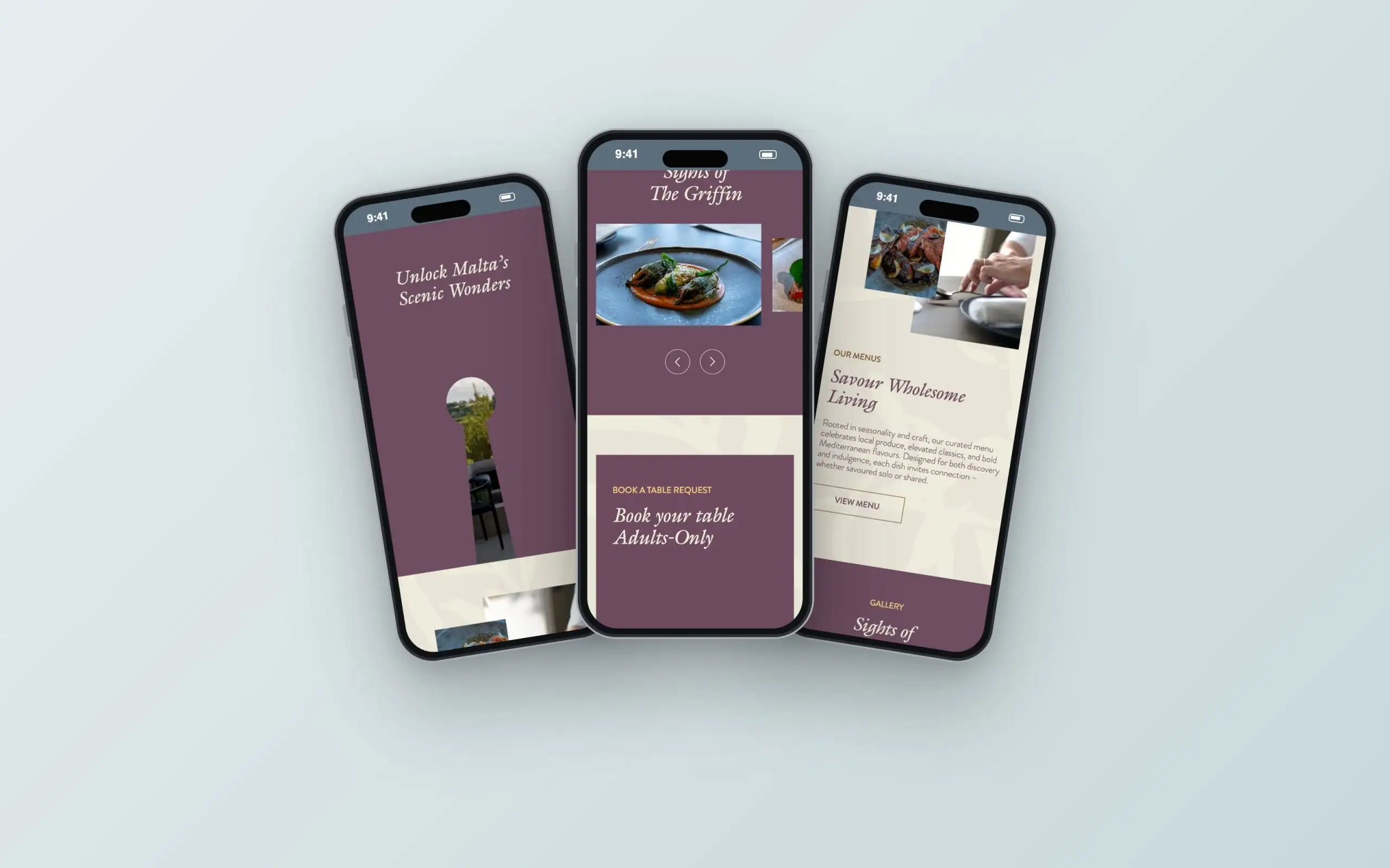 The Griffin website on three phones