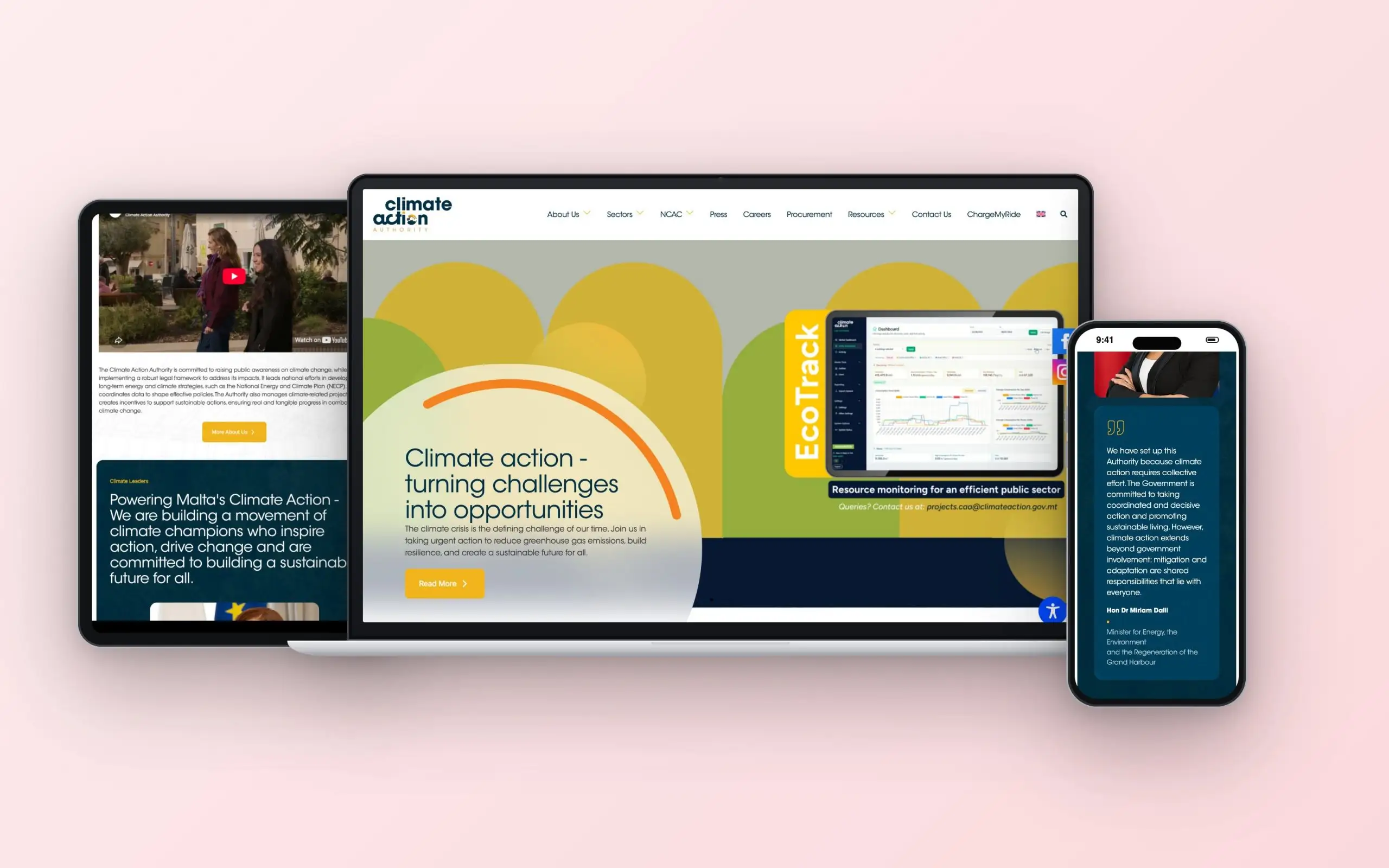 Climate Action Authority website on laptop, tablet and phone