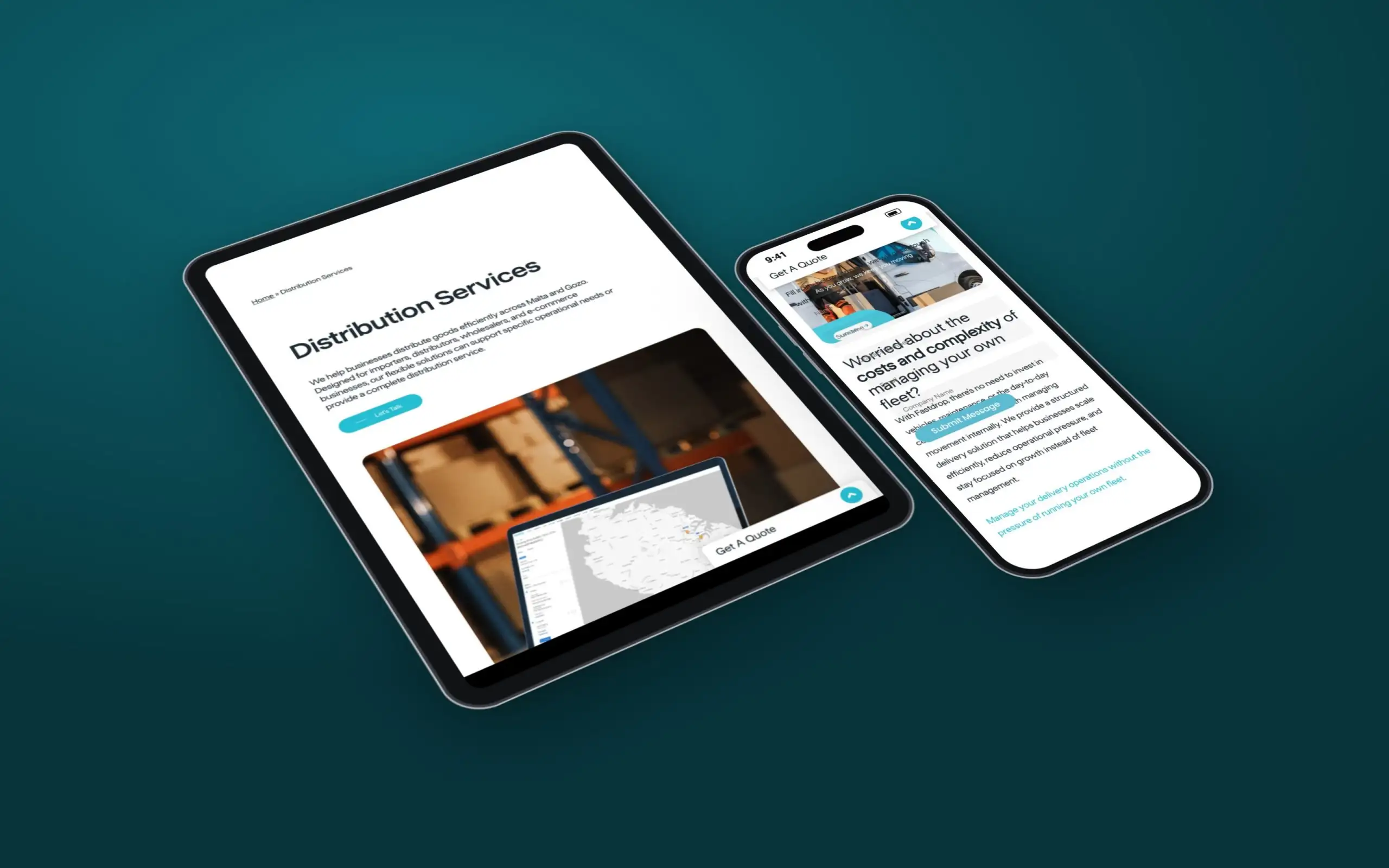 FastDrop website on a tablet and a phone