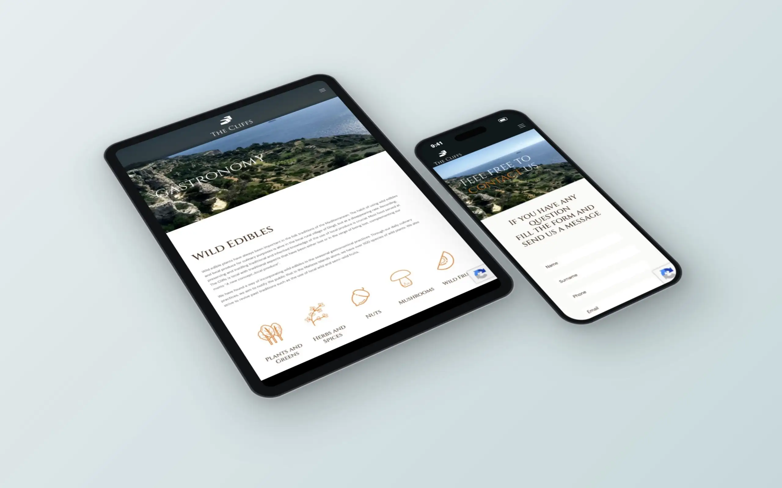 The Cliffs website on a tablet and a phone
