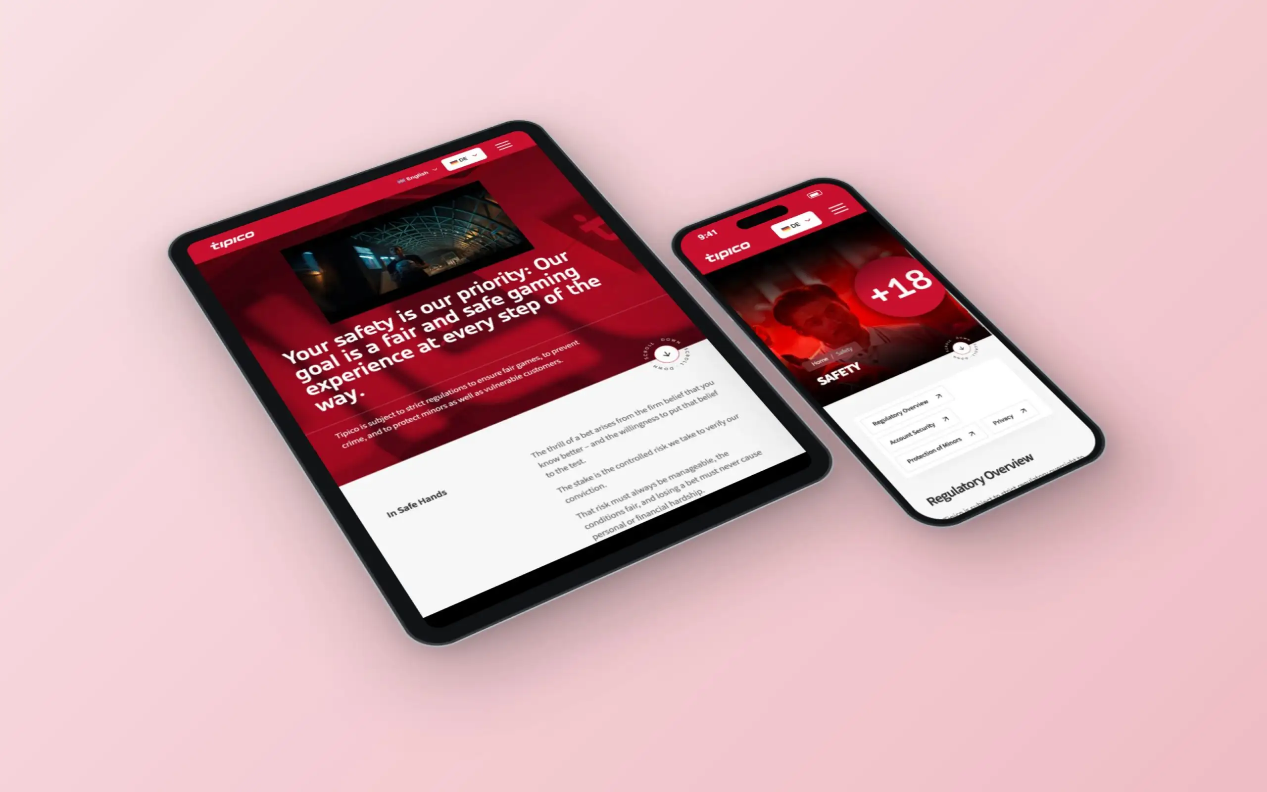 Tipico website on a tablet and a phone