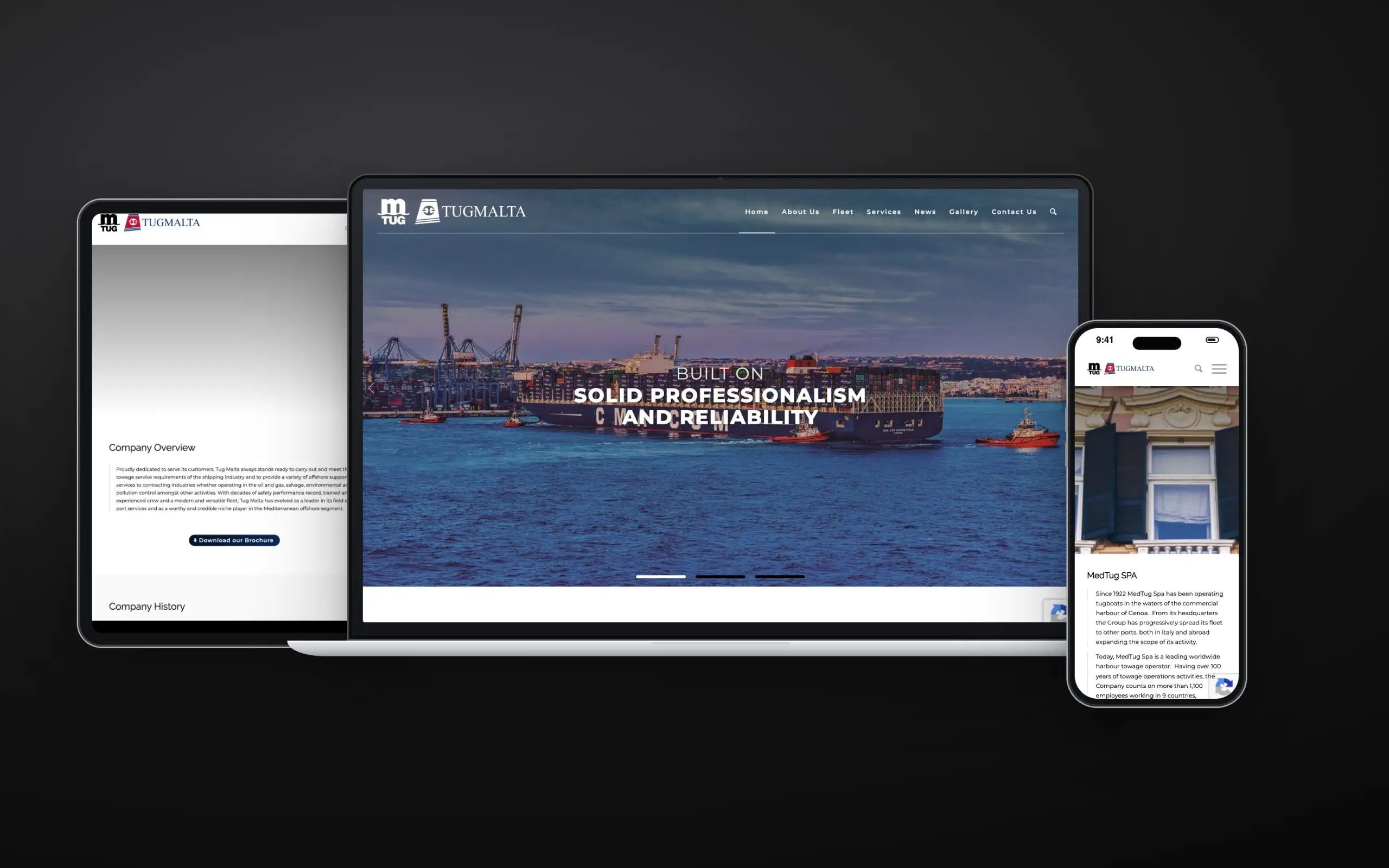 Tug Malta website on laptop, tablet and phone
